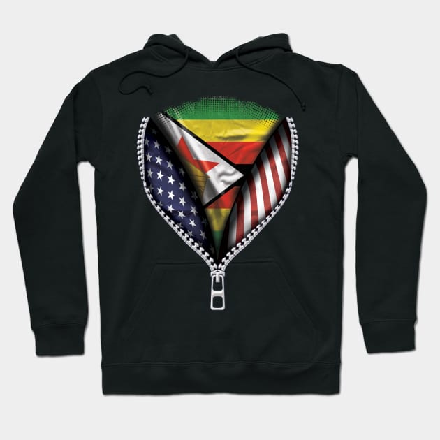 Zimbabwean Flag  Zimbabwe Flag American Flag Zip Down - Gift for Zimbabwean From Zimbabwe Hoodie by Country Flags